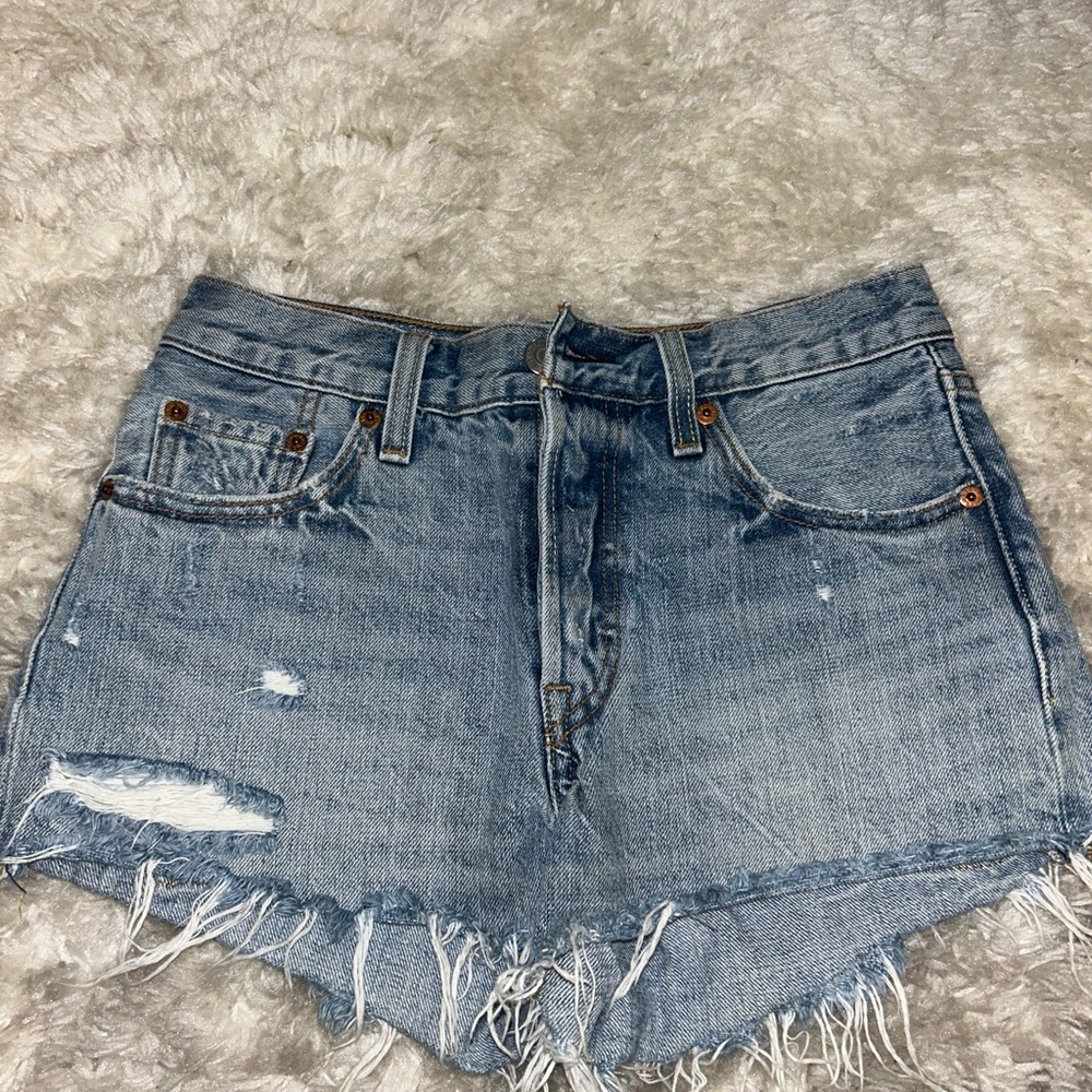 Distressed Denim Mini Skirt